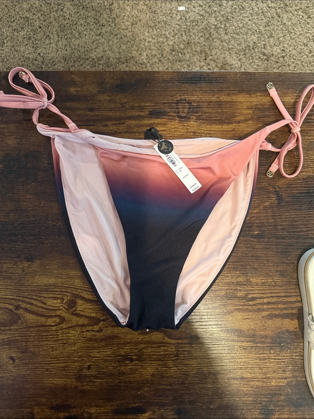 Victoria's Secret Ombre Pink to Black Tie-Side Bikini Bottom